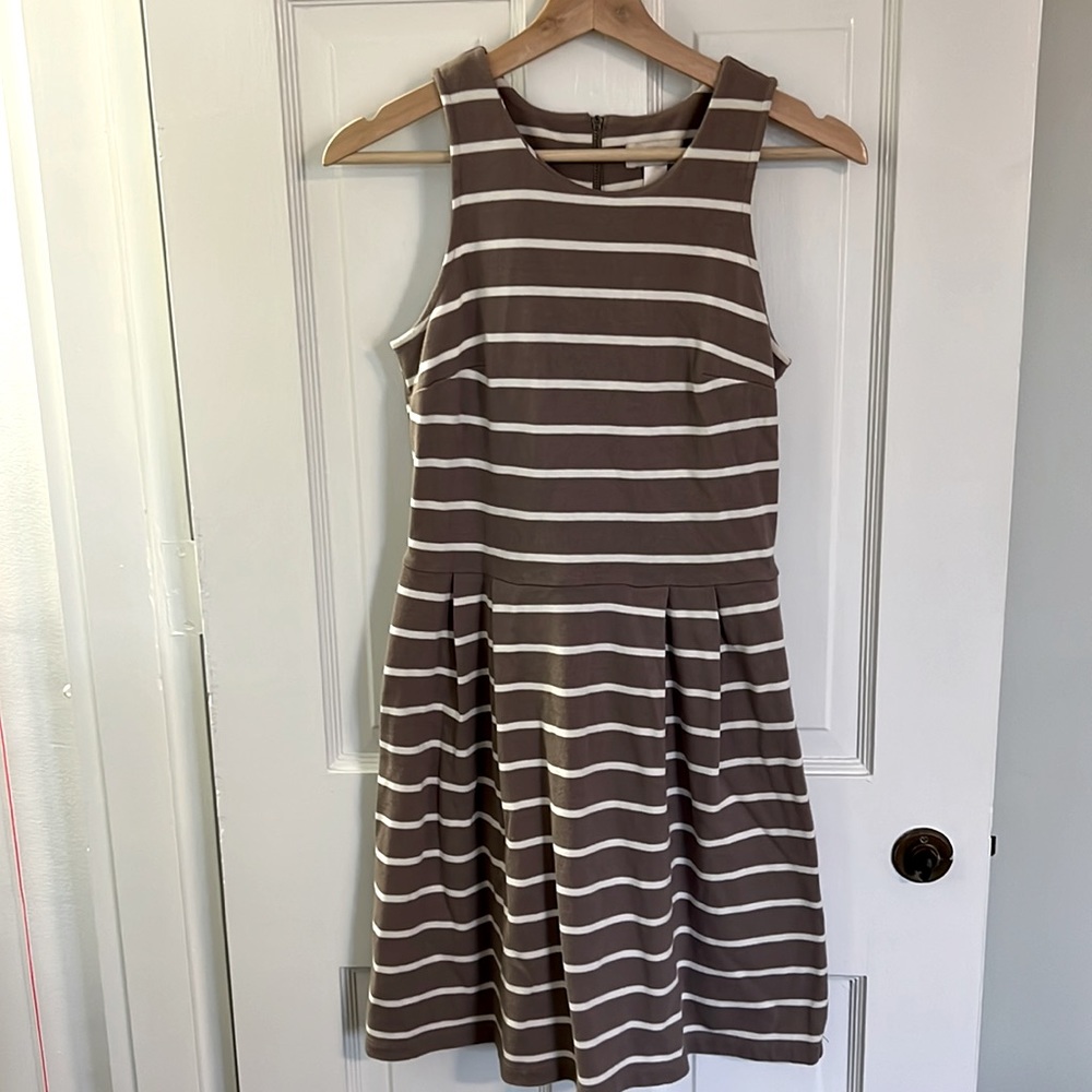 Ann Taylor Loft Dress with Full Zip Back and Stripes, Fitted